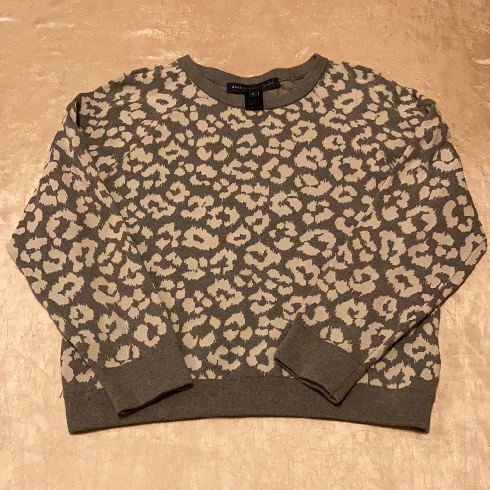 Marc By Marc Jacobs Gray and Cream Leopard Print Sweater